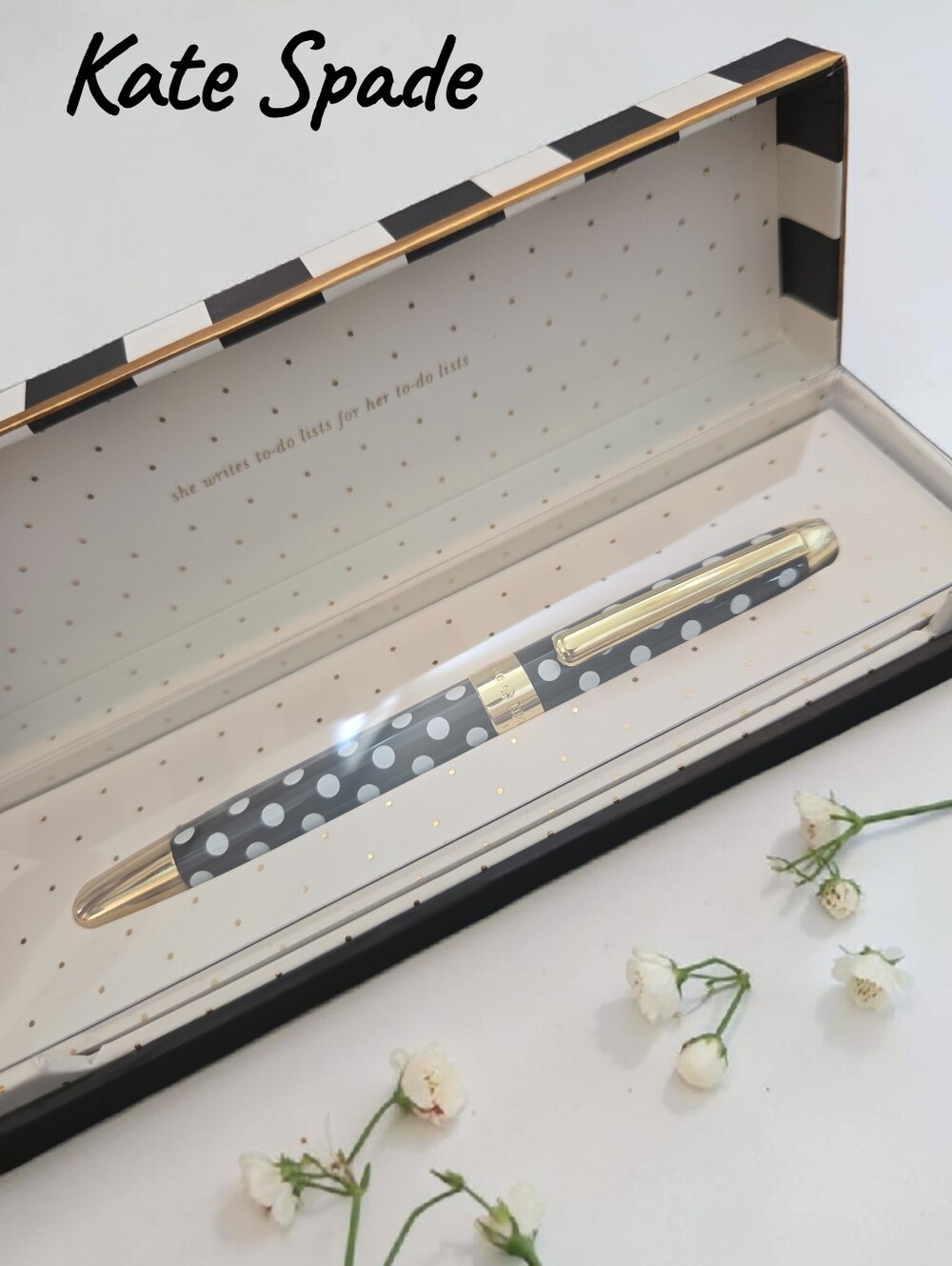 Kate Spade rare polka dots ball point pen in box